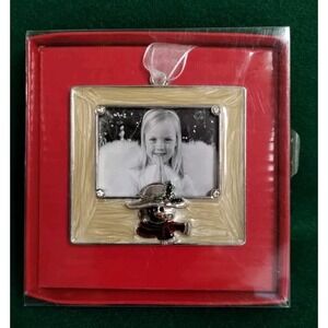 Aaron Brothers Enamel Jewel Snowman Charm Photo Frame Christmas Ornament New Box